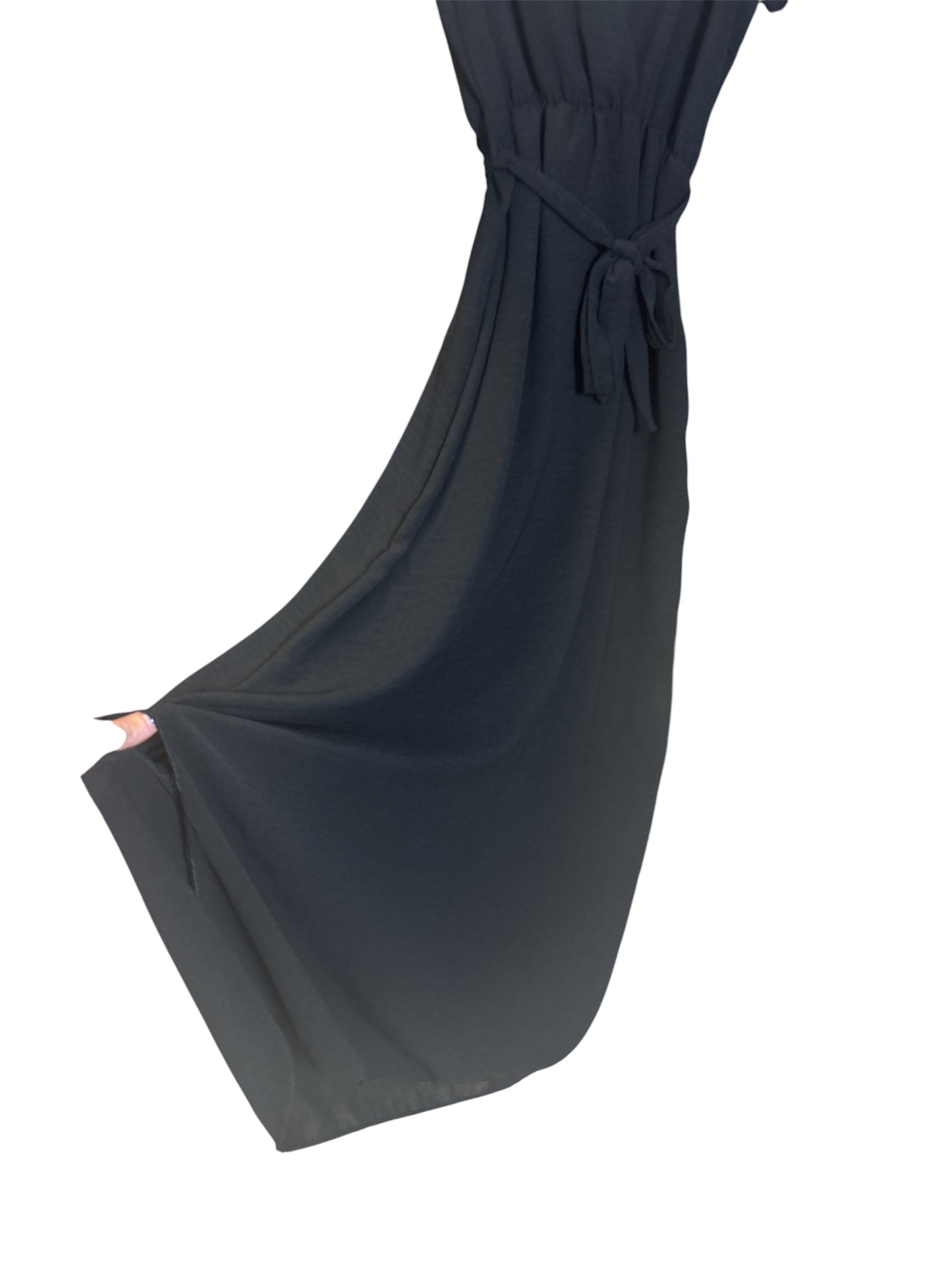 Abito Lungo con Scollo a V e Volant – Nero Passpartout
