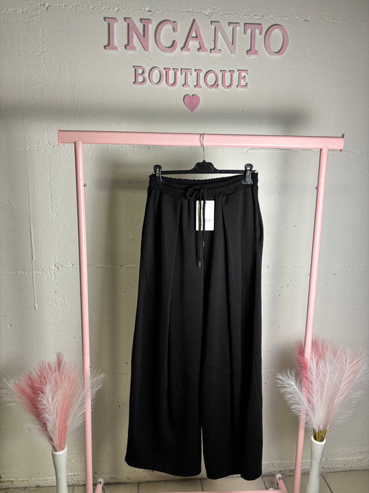 Pantaloni Ampi a Palazzo Fluidi con Coulisse – Nero