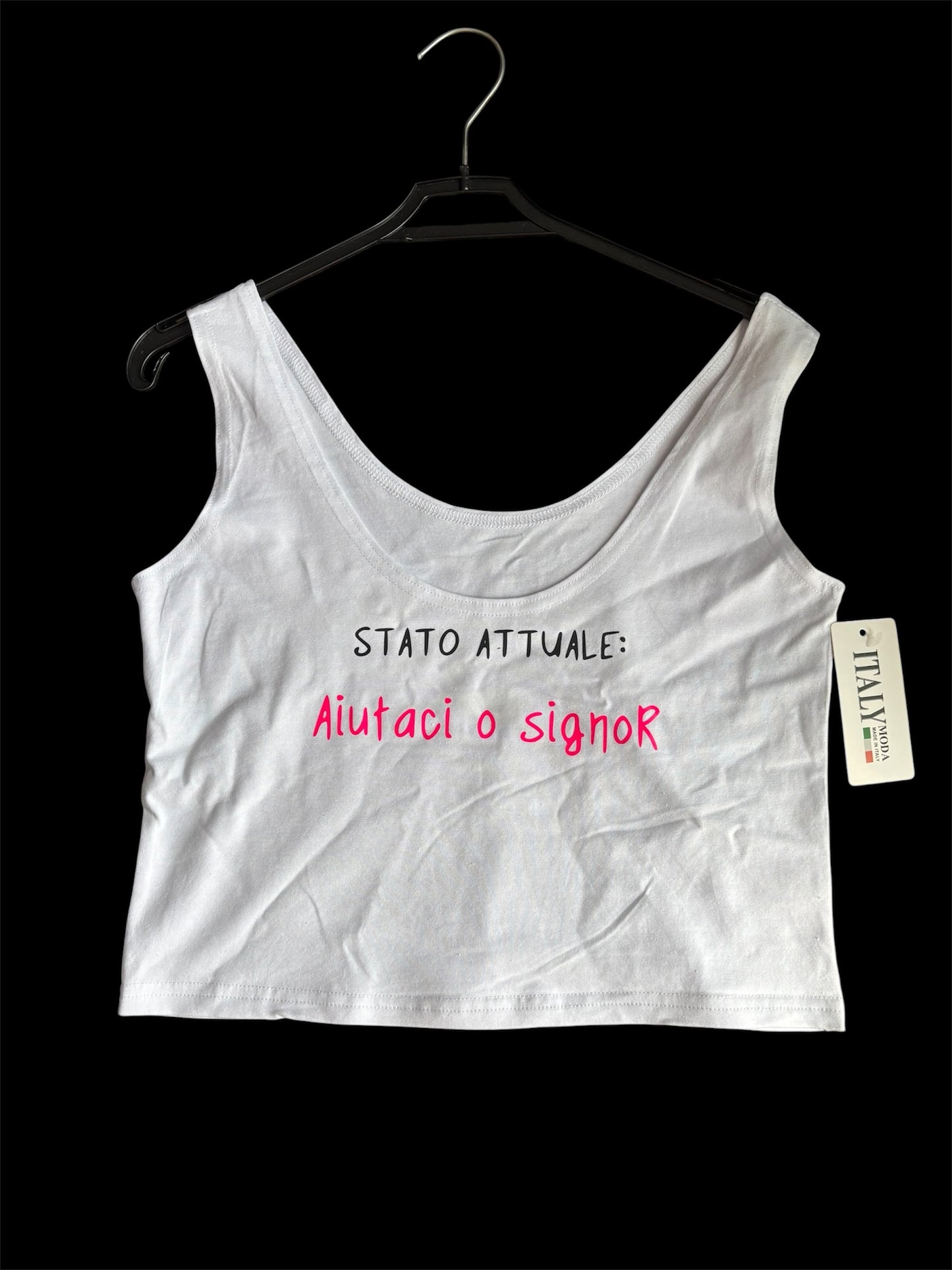 Canotta crop frase simpatica