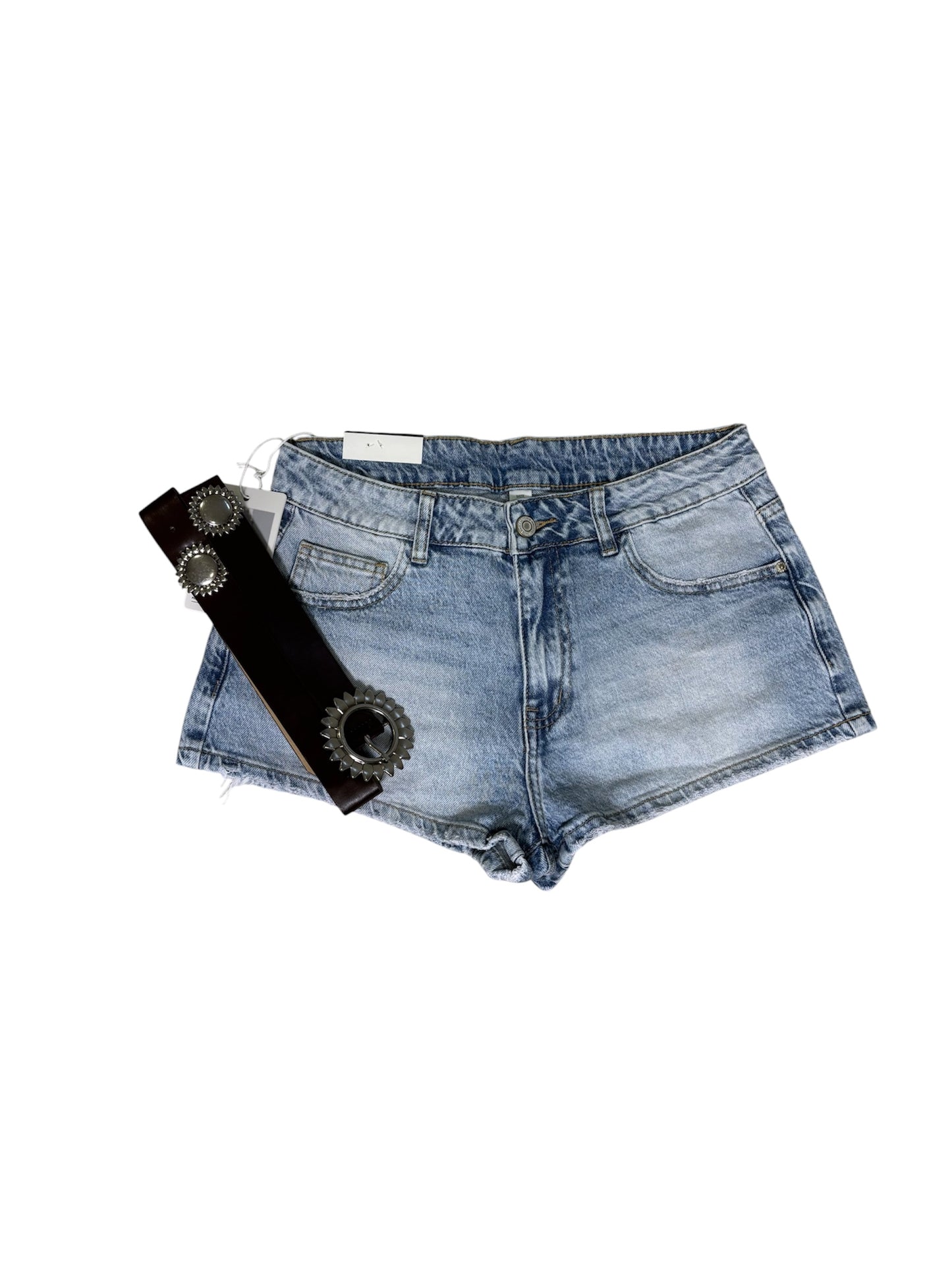 Short in denim a vita bassa