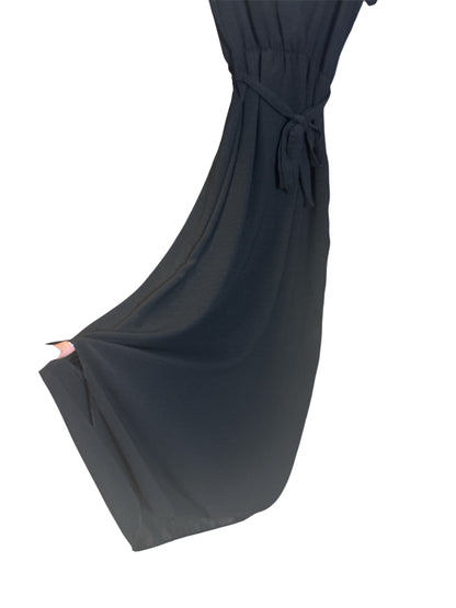 Abito Lungo con Scollo a V e Volant – Nero Passpartout