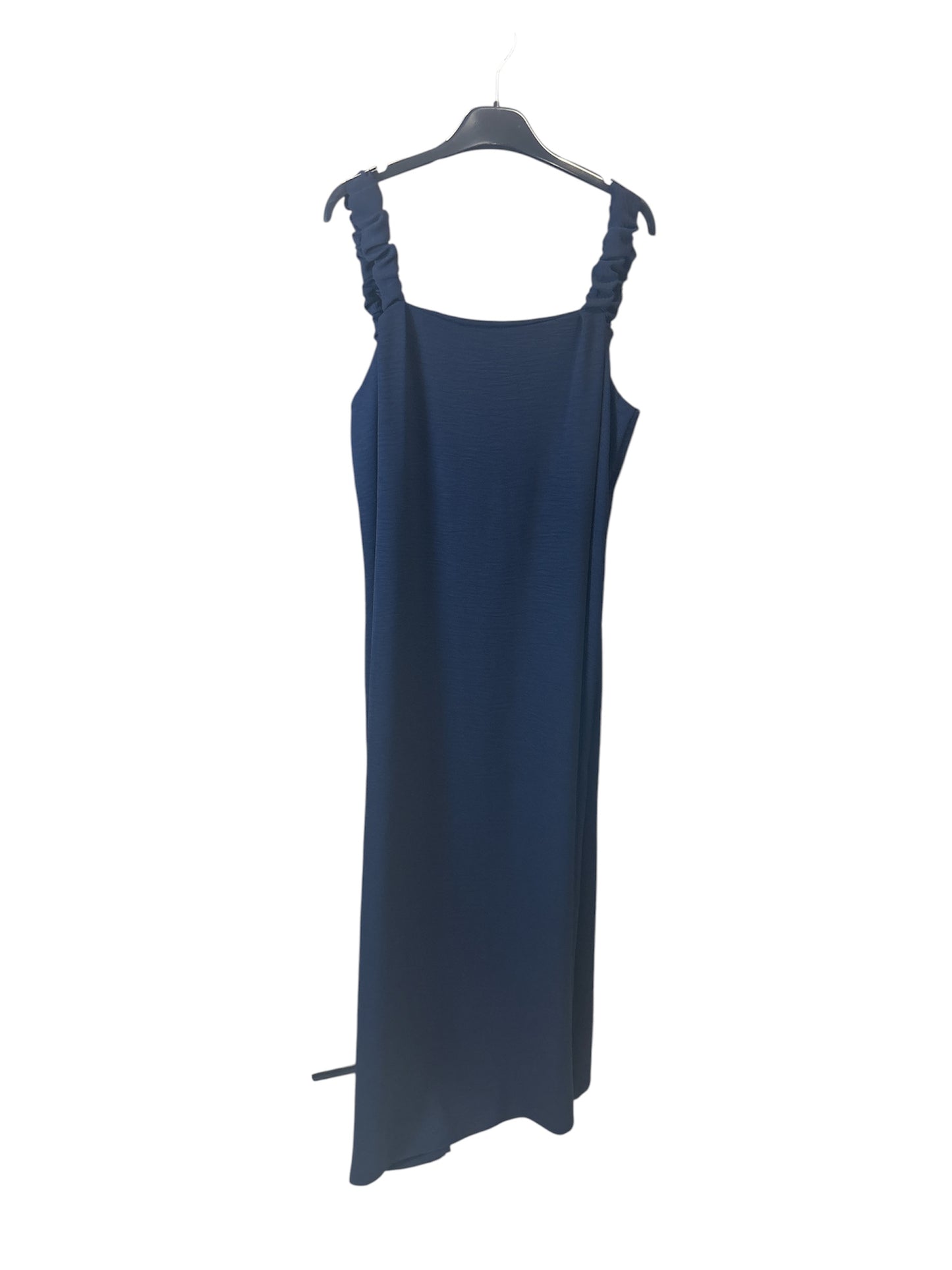Abito Lungo Blu Notte con Spalline Arricciate – Minimal Chic