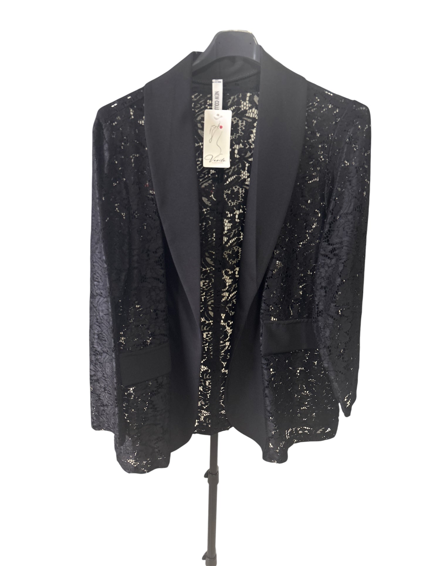 Giacca Blazer in Pizzo Trasparente  – Nero