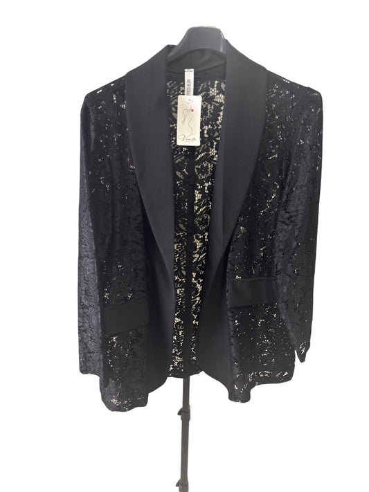 Giacca Blazer in Pizzo Trasparente  – Nero